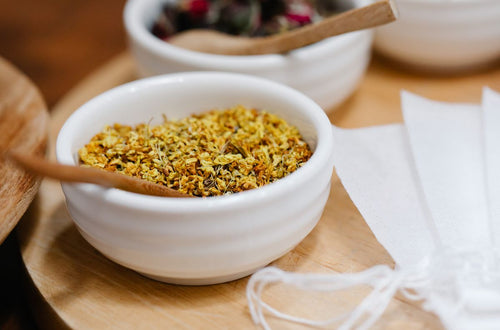A bowl of dried herbal botanicals