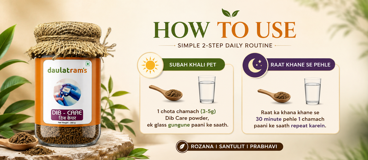 How to use Dib Care: 1 spoon (3-5g) with warm water on an empty stomach in the morning, and again 30 minutes before dinner