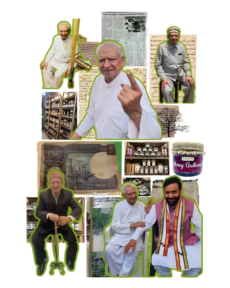 Daulatram's heritage collage — three generations of Ayurveda